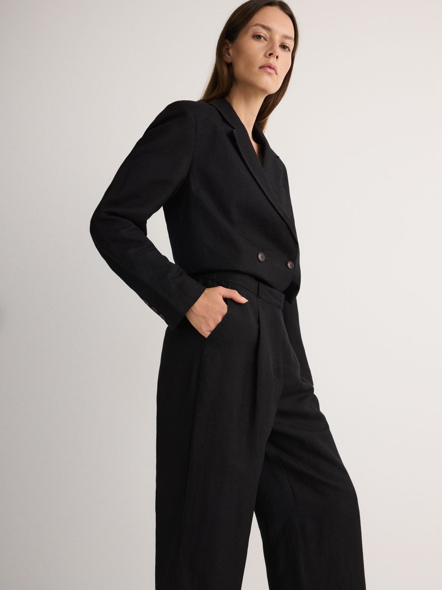 Linen rich trousers with viscose blend - black - RESERVED - 2