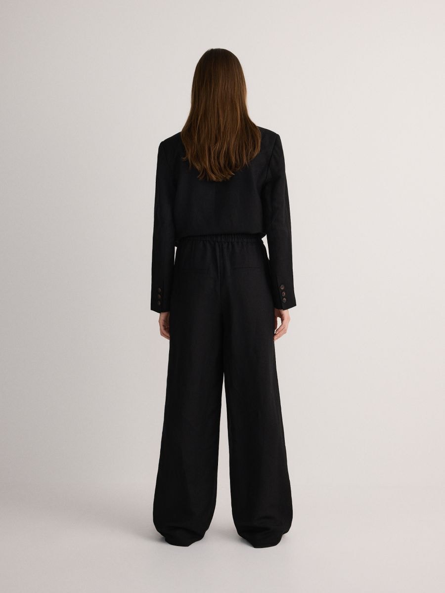 Linen rich trousers with viscose blend - black - RESERVED - 3