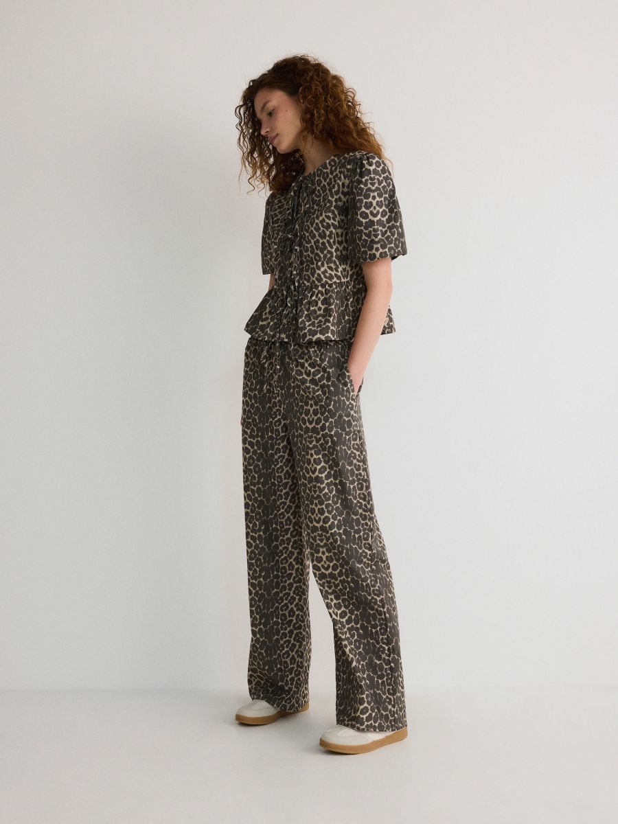 Broek met wijde pijpen en dierenprint - meerkleurig - RESERVED - 3