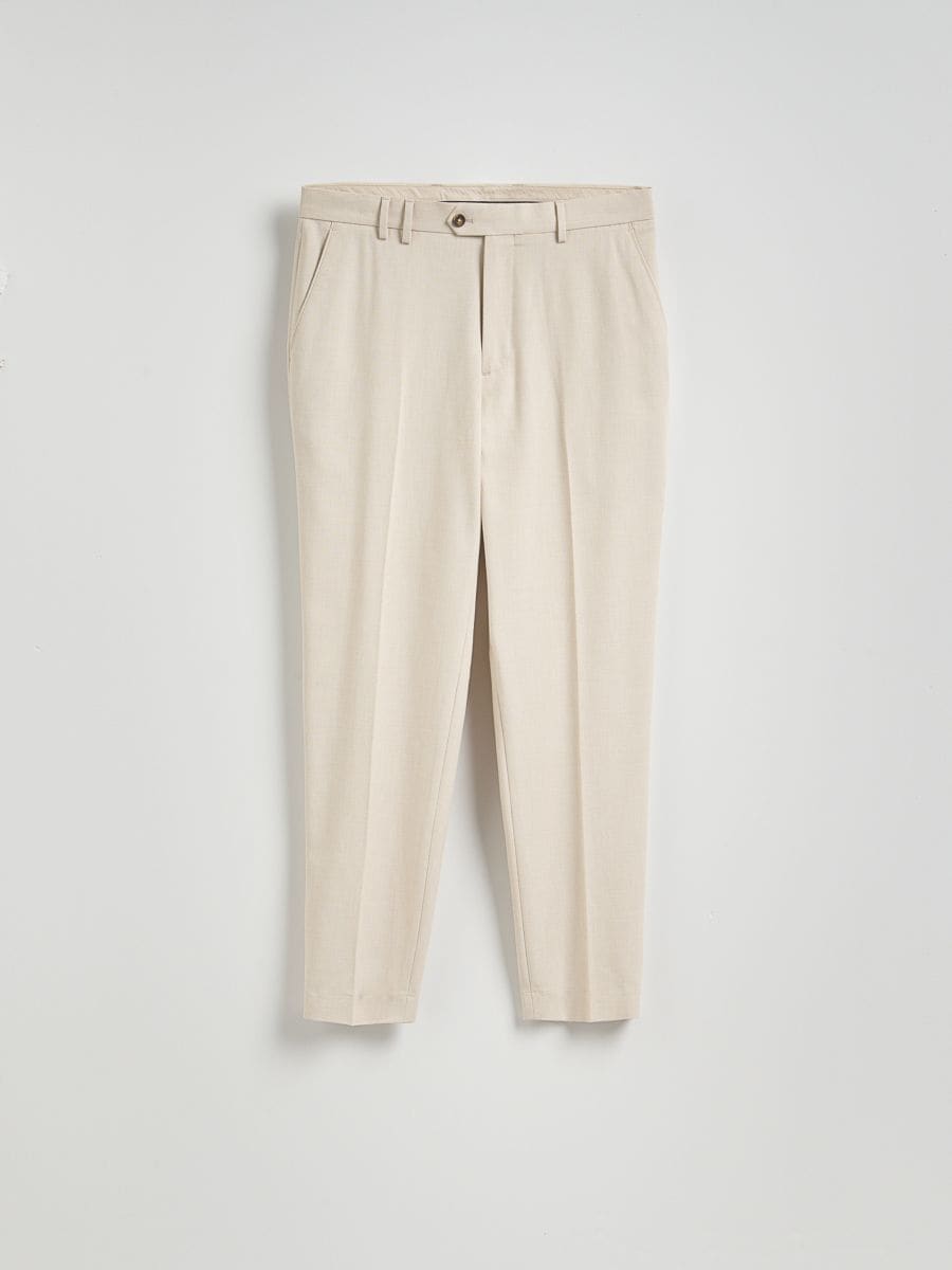 Suit trousers with pressed crease - beige - RESERVED - 2