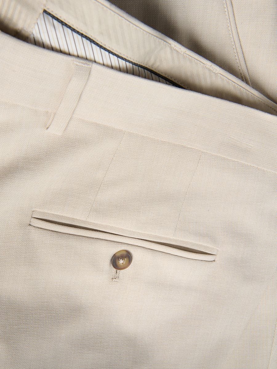 Suit trousers with pressed crease - beige - RESERVED - 3