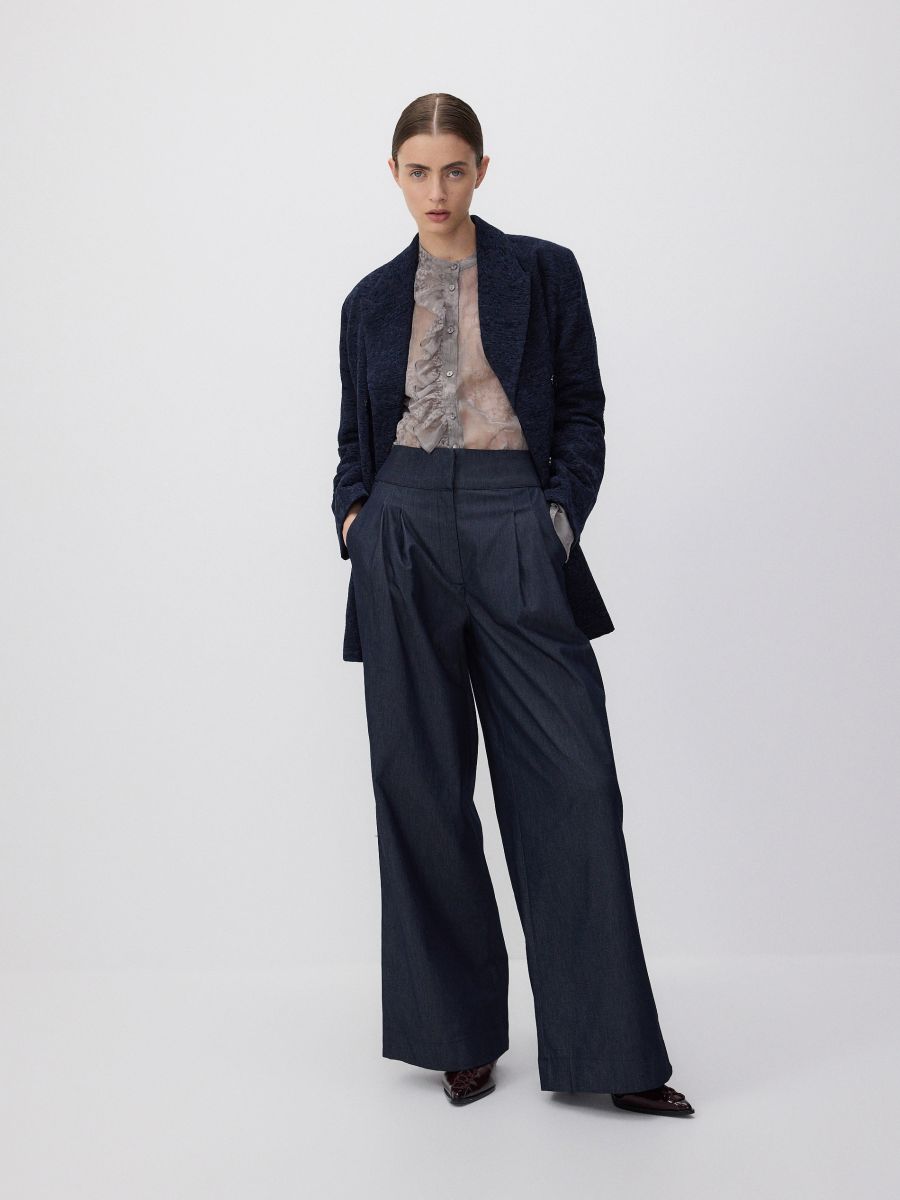 Shirt with asymmetric ruffle detail - light grey - RESERVED - 6