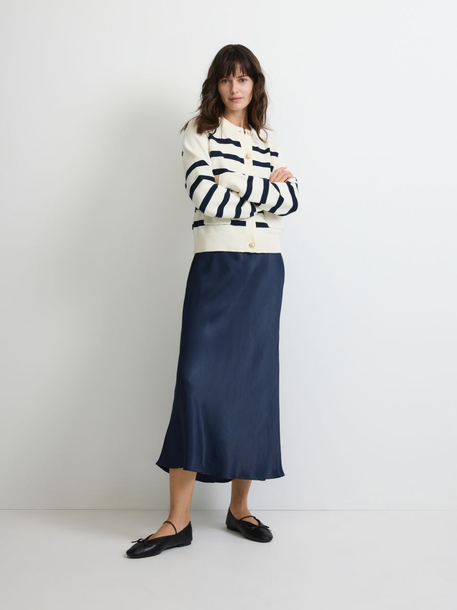Midi krilo iz satena - navy - RESERVED - 2