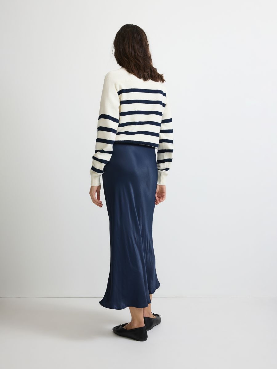 Midi krilo iz satena - navy - RESERVED - 4
