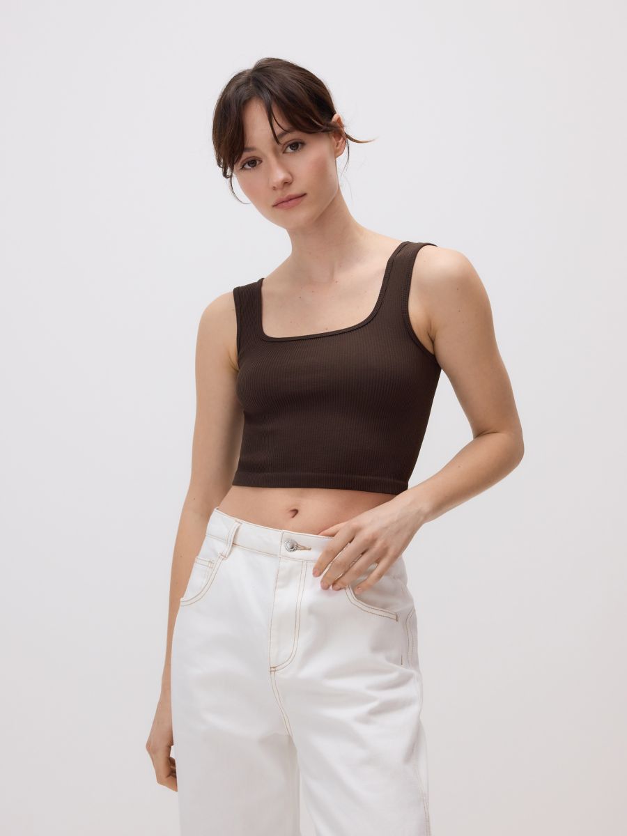 Cami crop top - dark brown - RESERVED - 5