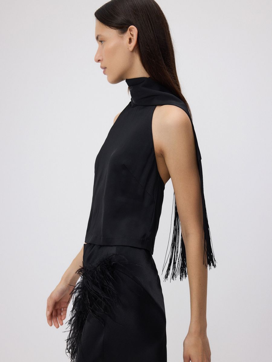 Top with fringes - black - RESERVED - 2