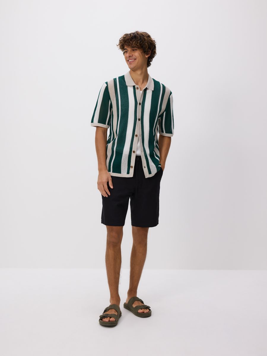 Stripe openwork jumper - dark green - RESERVED - 3