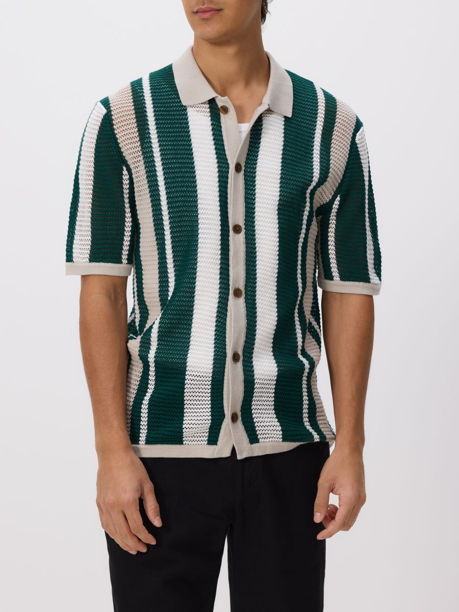 Stripe openwork jumper - dark green - RESERVED - 2