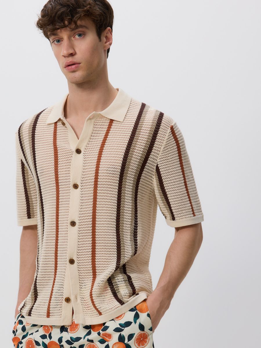 Stripe openwork jumper - beige - RESERVED - 3