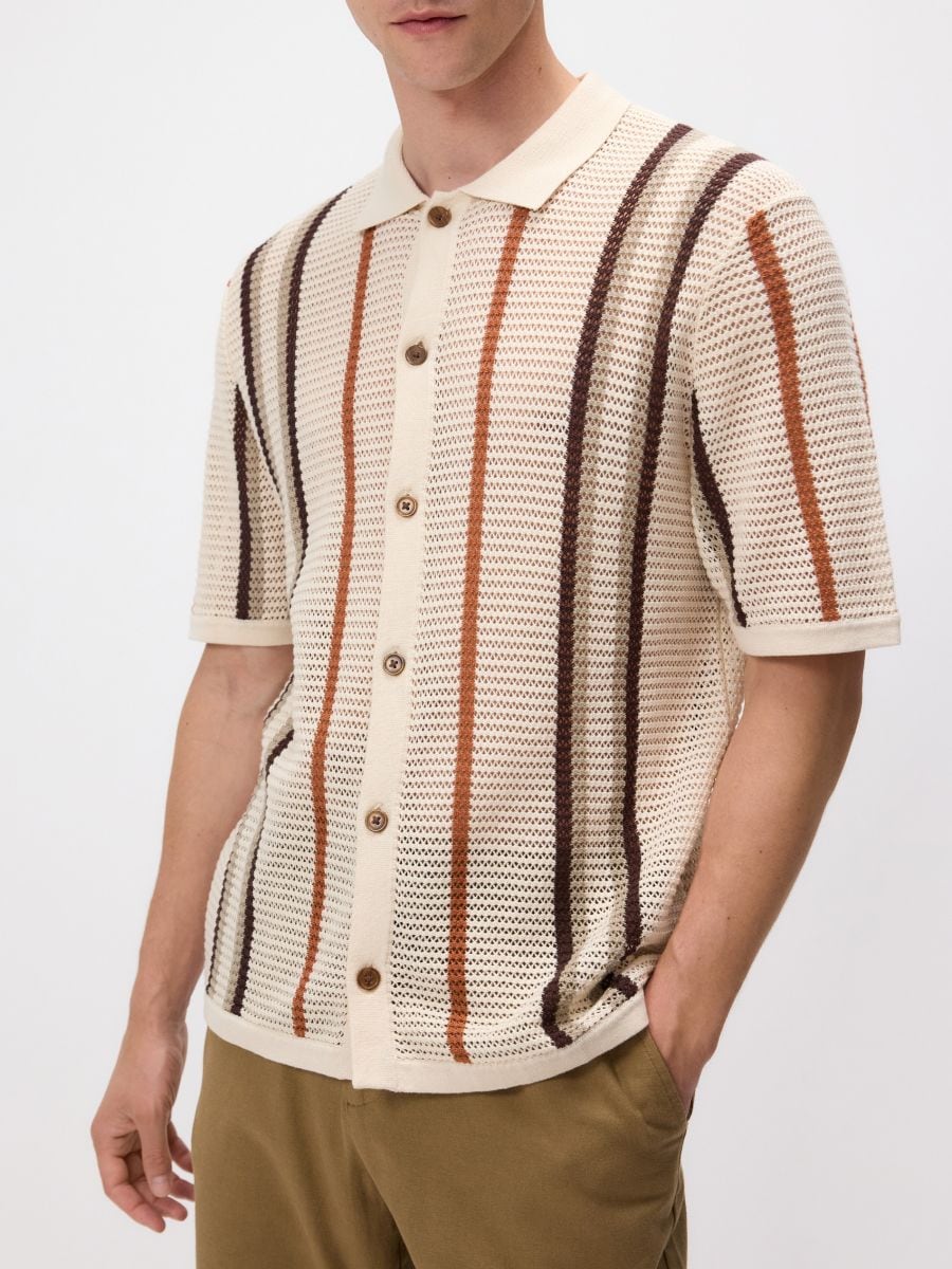 Pull à rayures ajouré - Beige - RESERVED - 3