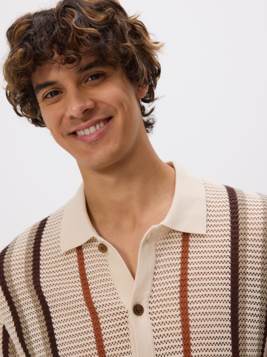 Stripe openwork jumper - beige - RESERVED - 3