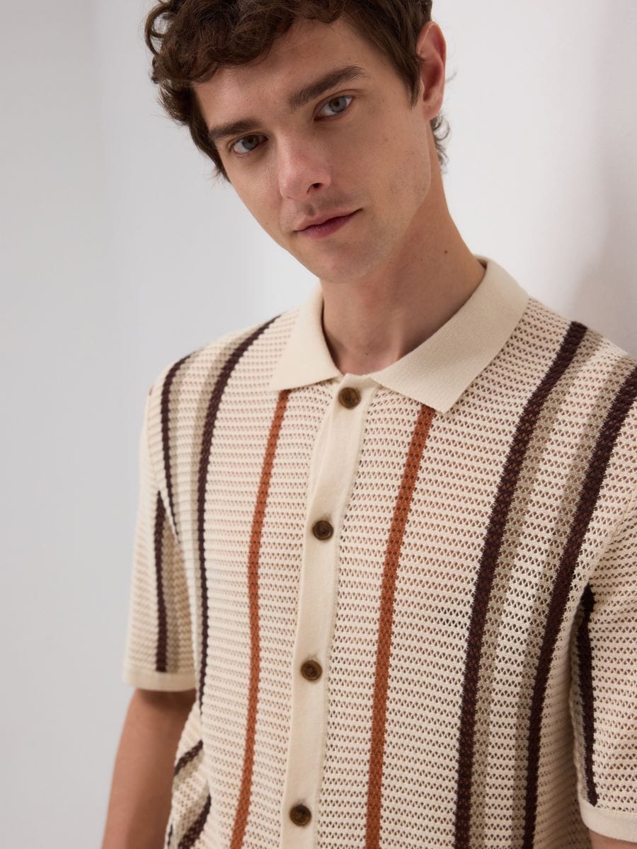 Stripe openwork jumper - beige - RESERVED - 5