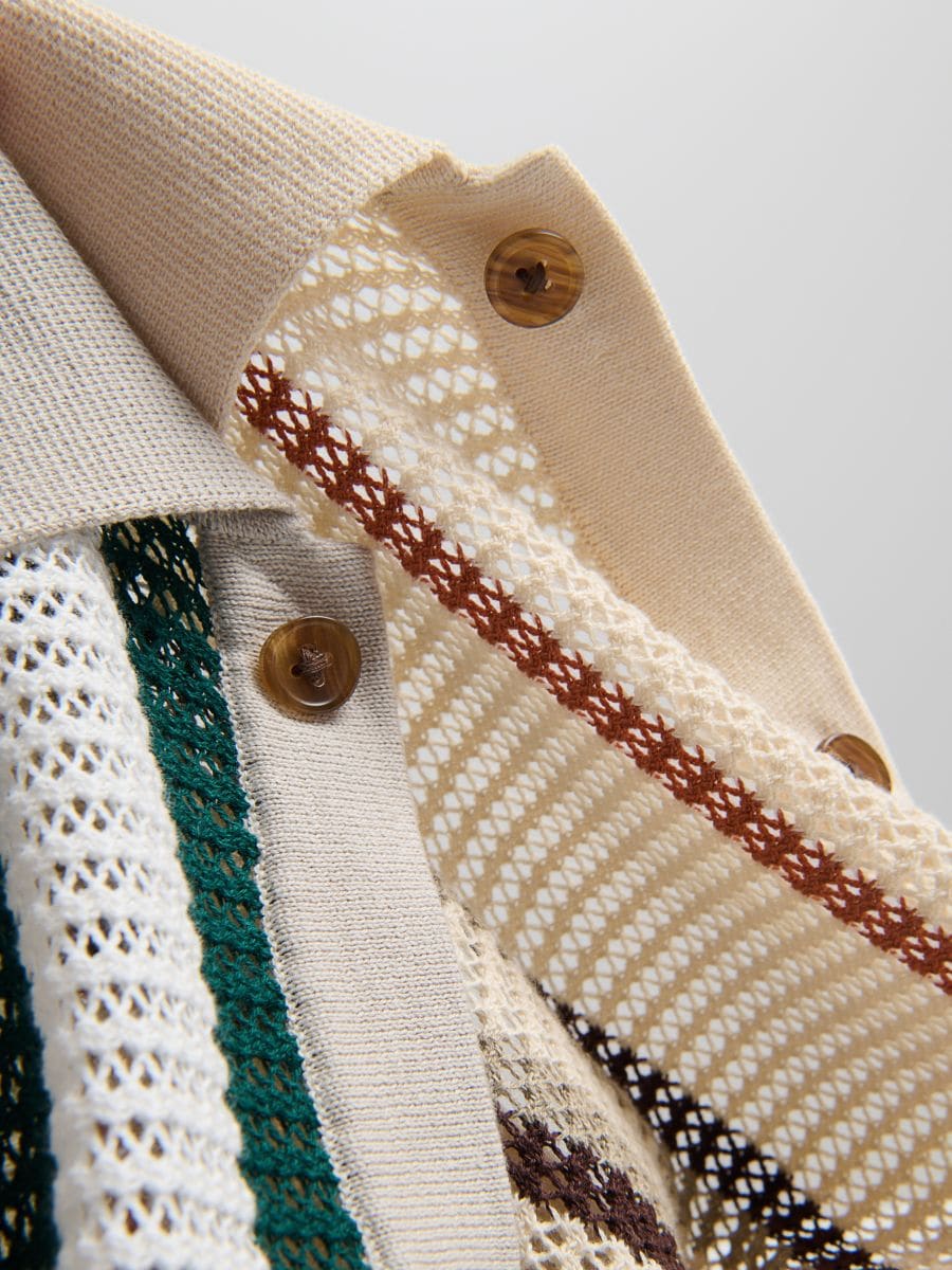Stripe openwork jumper - beige - RESERVED - 3