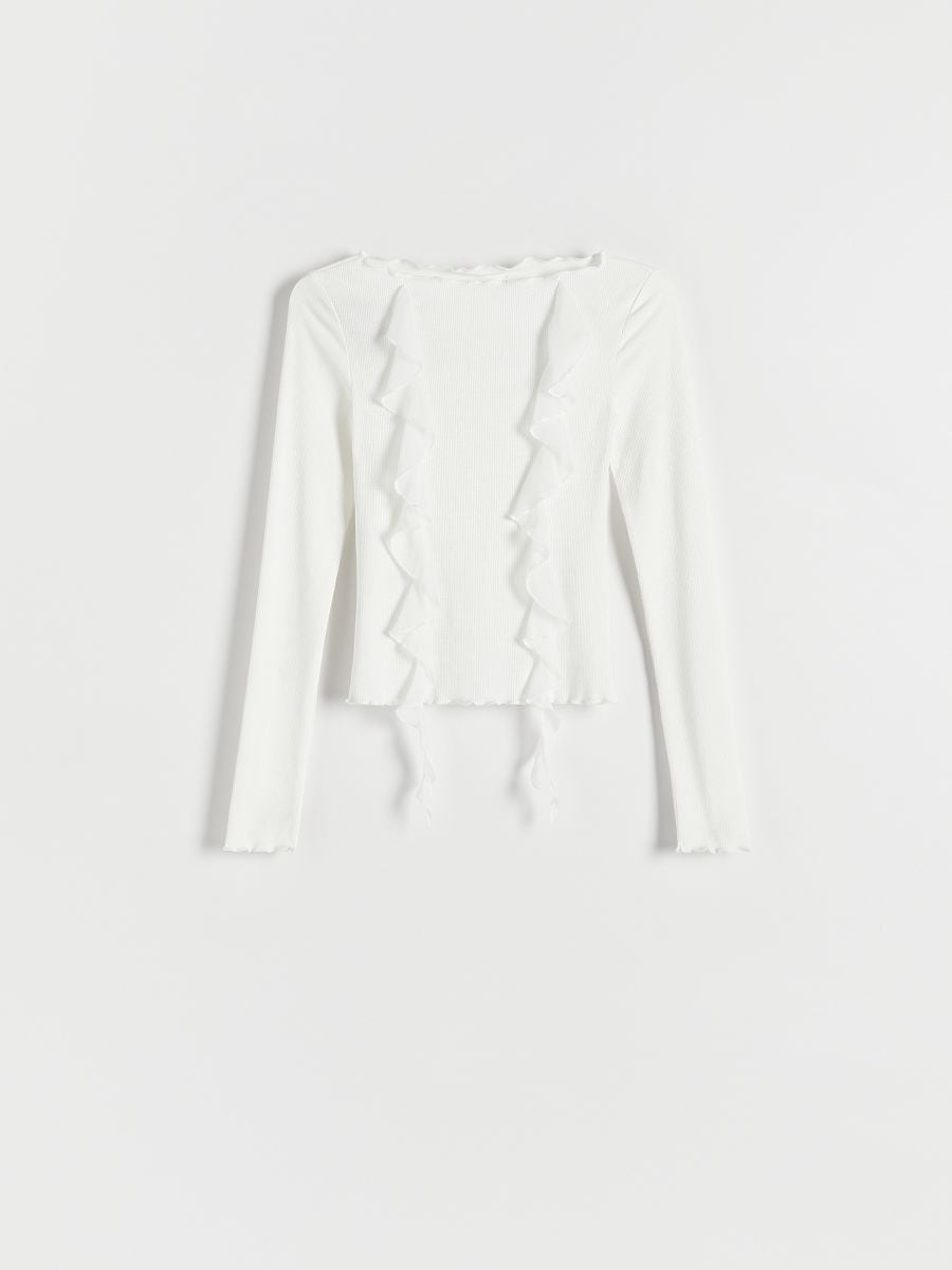 Long sleeve top with ruffle details - cream - RESERVED - 3