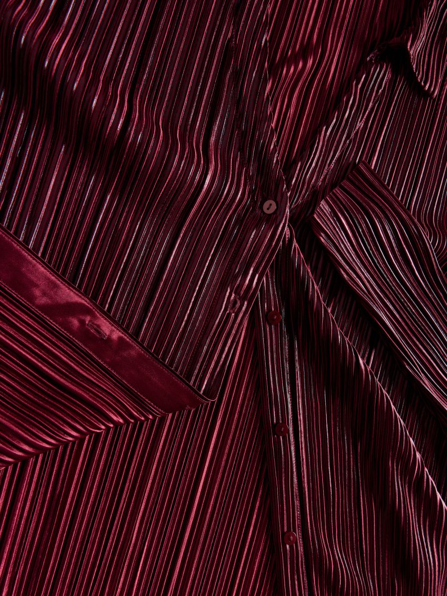 Shirt made of pleated knit - maroon - RESERVED - 5