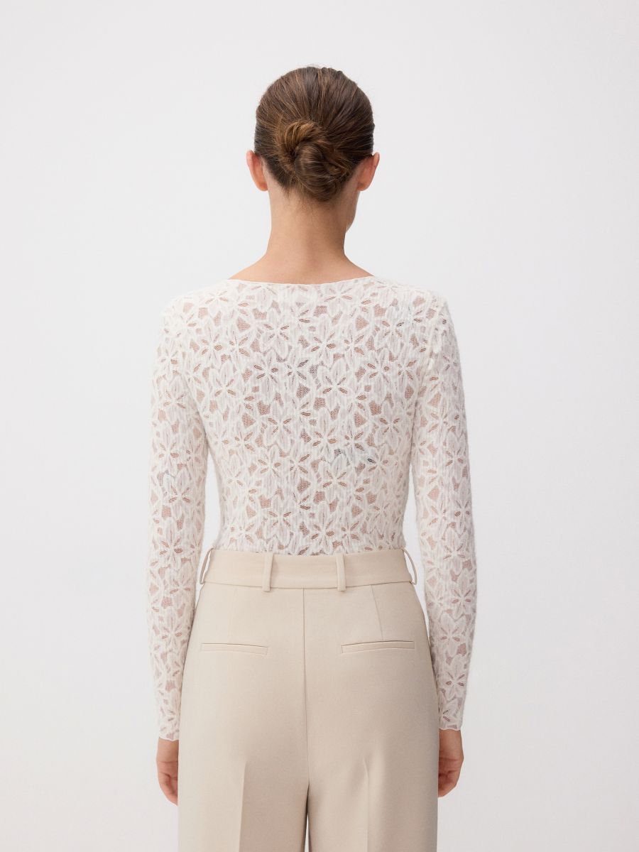 Spitzenbody mit Langärmeln - creme - RESERVED - 5