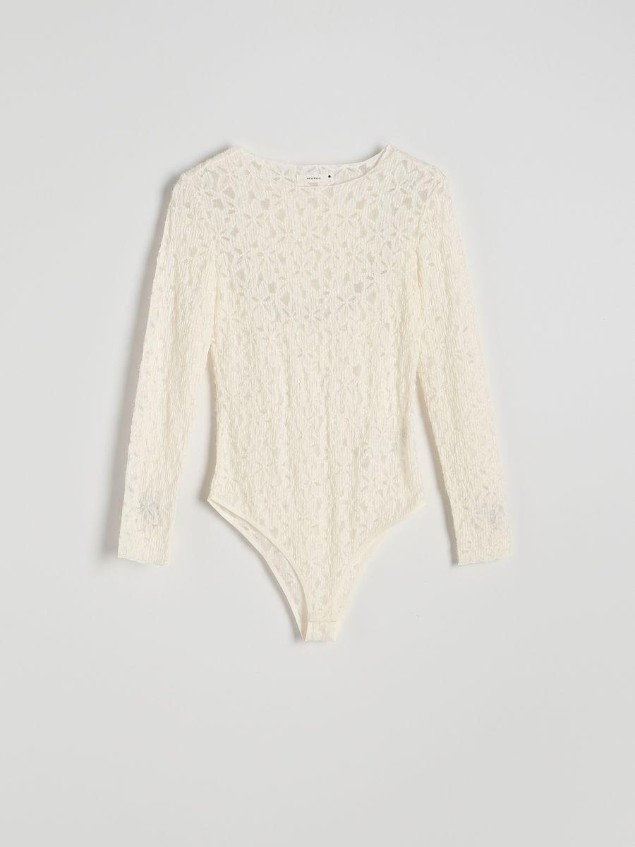 Spitzenbody mit Langärmeln - creme - RESERVED - 2