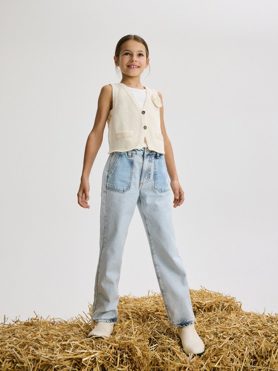 GIRLS` JEANS TROUSERS - ΜΠΛΕ - RESERVED
