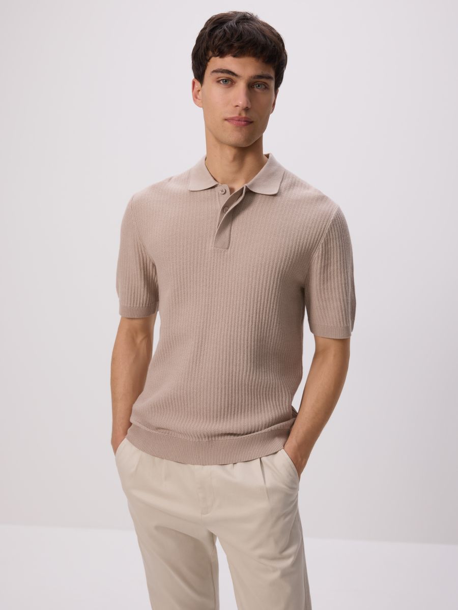 Polotrui van structuurstof - beige - RESERVED - 2