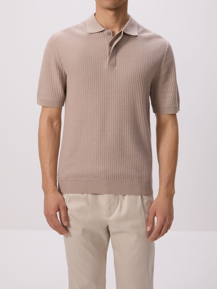 Polotrui van structuurstof - beige - RESERVED - 3