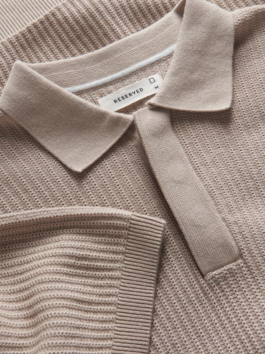 Polotrui van structuurstof - beige - RESERVED - 7