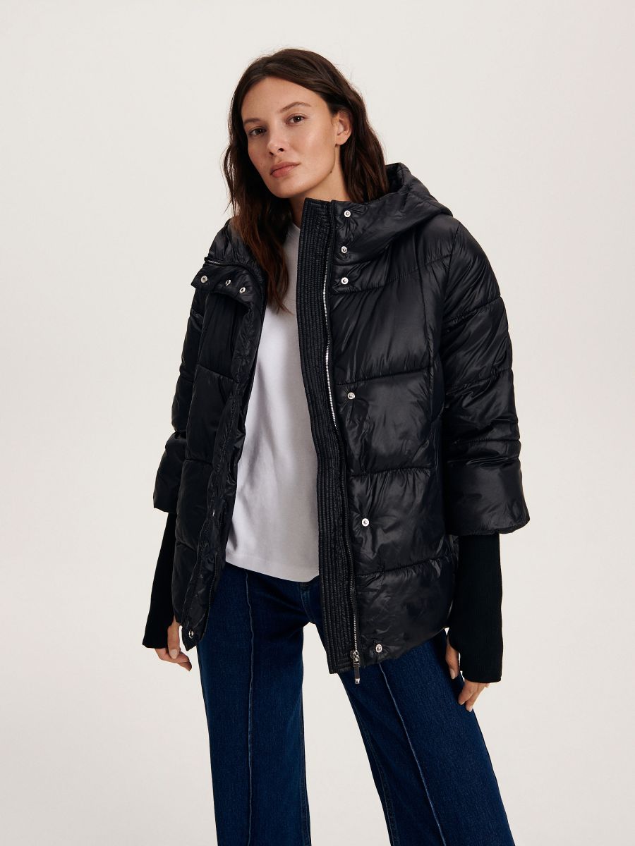 Jacket with ribbed cuffs - black - RESERVED - 2