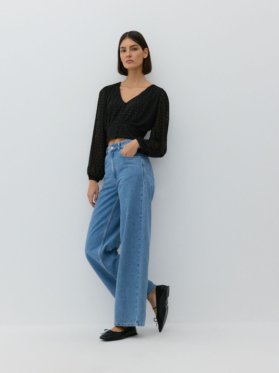 Cropped button up blouse - black - RESERVED - 5