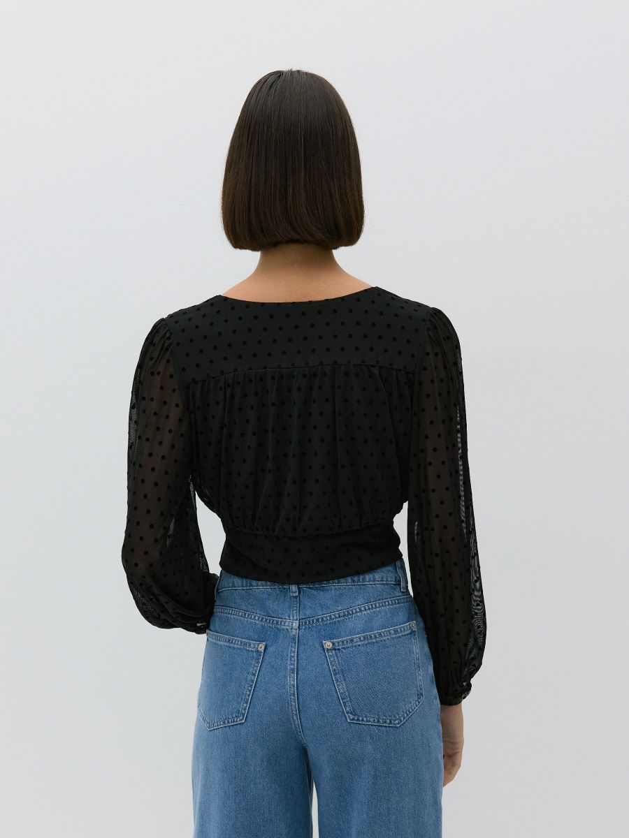 Cropped button up blouse - black - RESERVED - 6