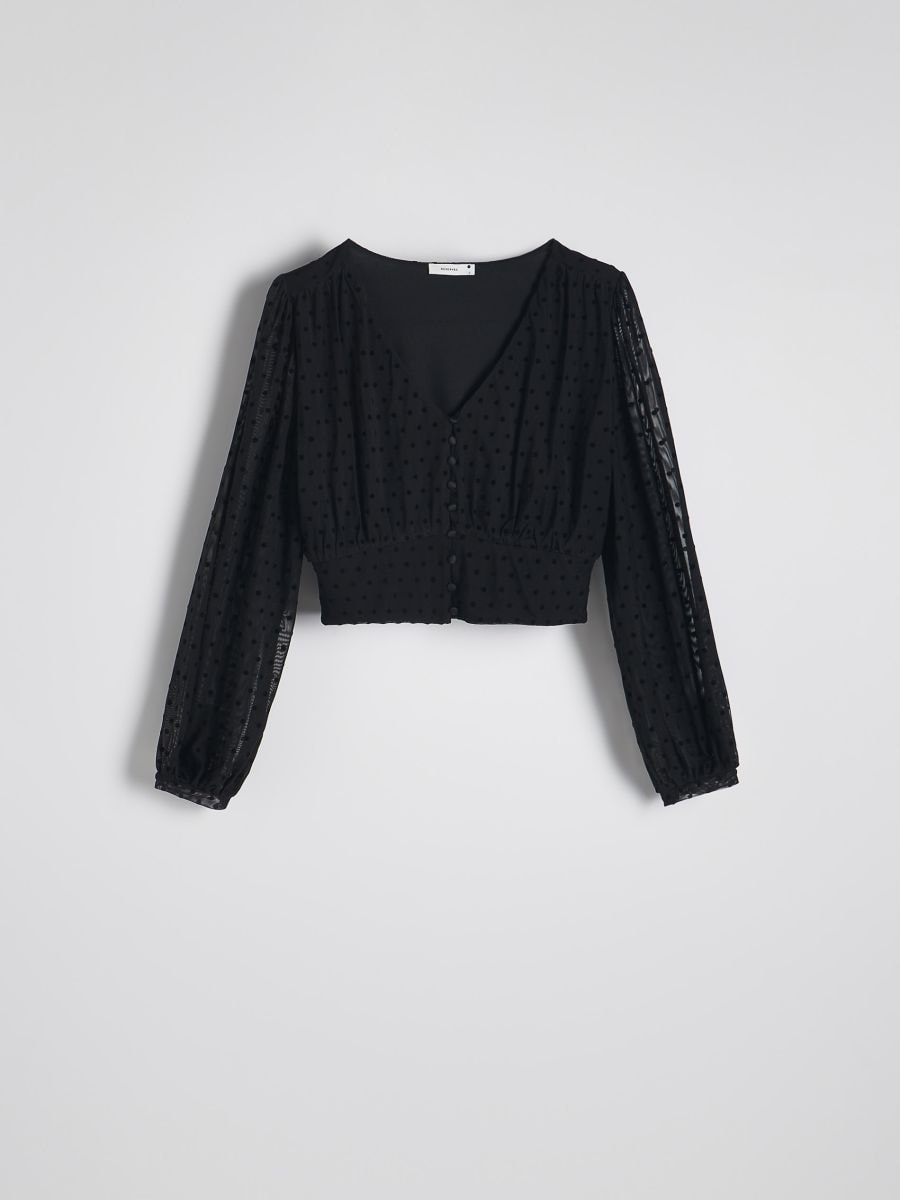 Cropped button up blouse - black - RESERVED - 2