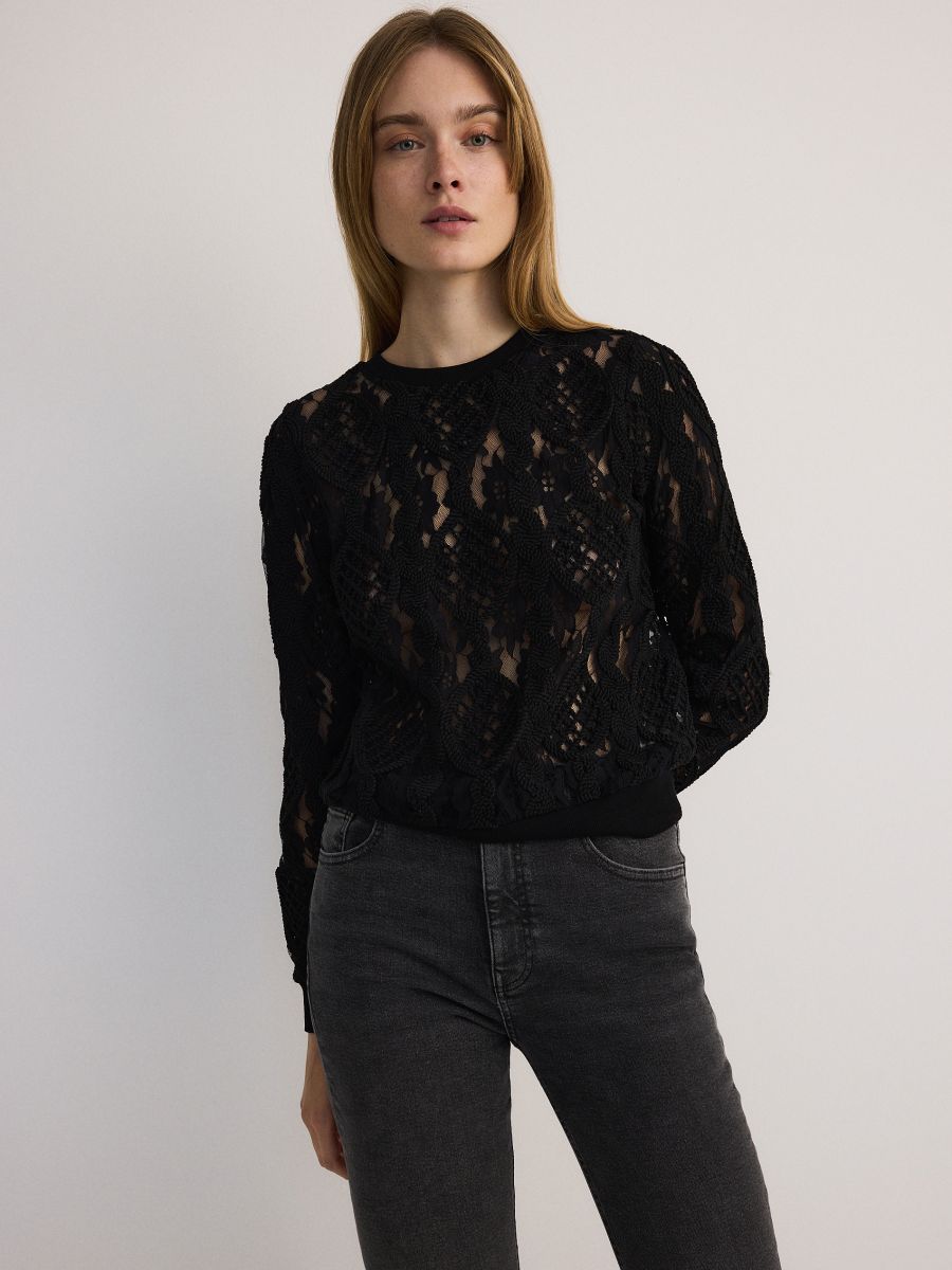 Blouse with embroidery detailing Color black - RESERVED - 9996B-99X