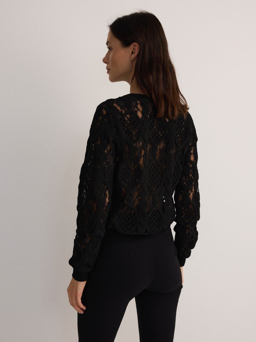Gestickte Bluse - schwarz - RESERVED - 6