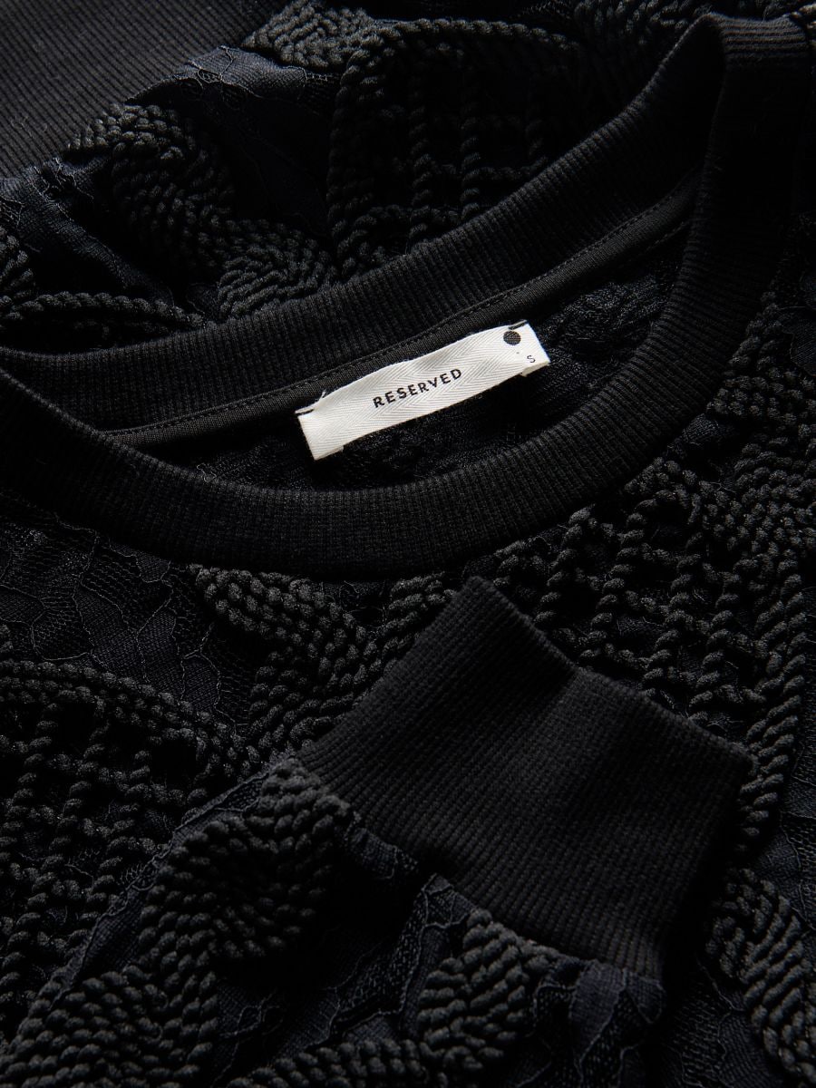 Gestickte Bluse - schwarz - RESERVED - 2
