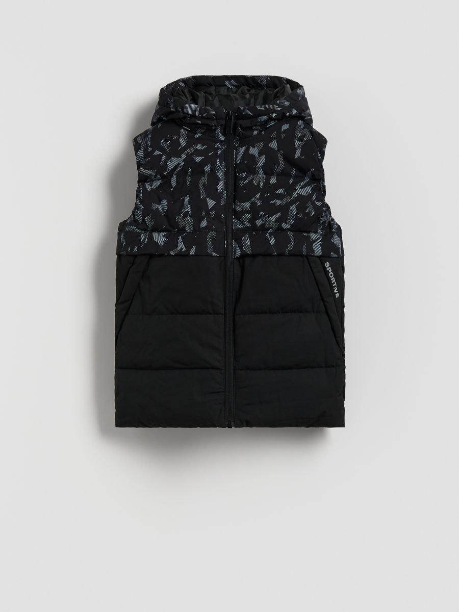 Insulated vest with hood - black - RESERVED