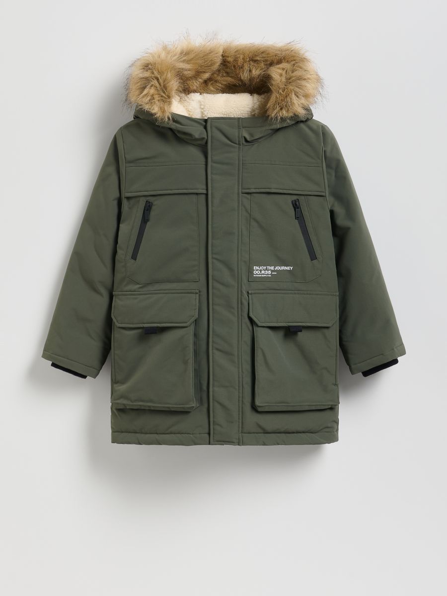 Insulated jacket with hood - dusty green - RESERVED