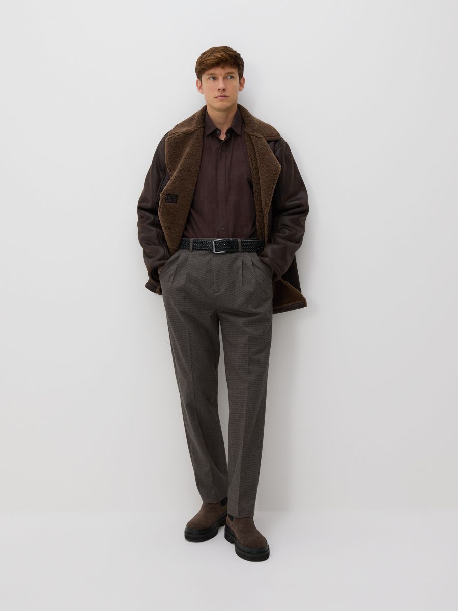 Bikses ar pītas auklas jostu - tumši pelēka - RESERVED