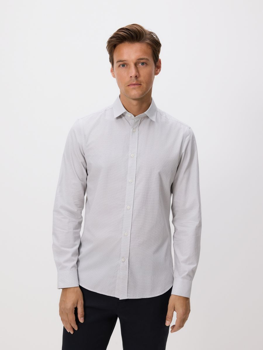 Slim fit Egyptian cotton shirt - beige - RESERVED