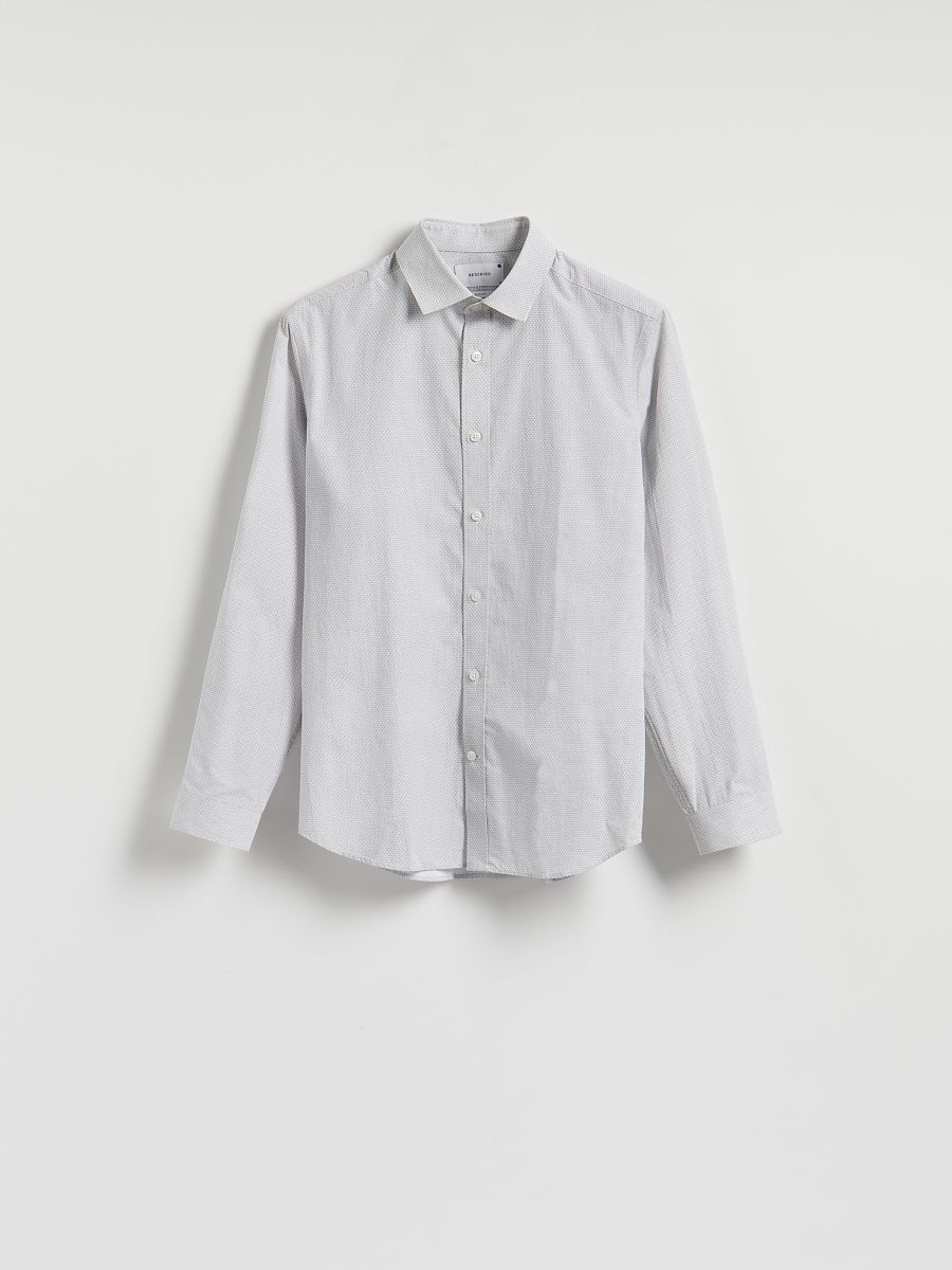 Slim fit Egyptian cotton shirt - beige - RESERVED