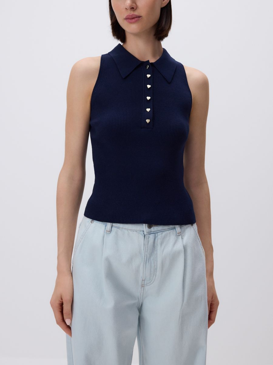 Top with decorative buttons - navy - RESERVED - 2
