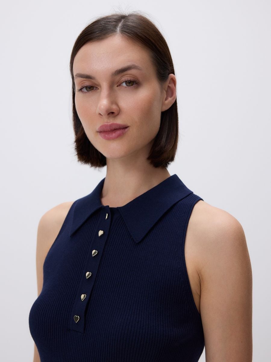Top with decorative buttons - navy - RESERVED - 3