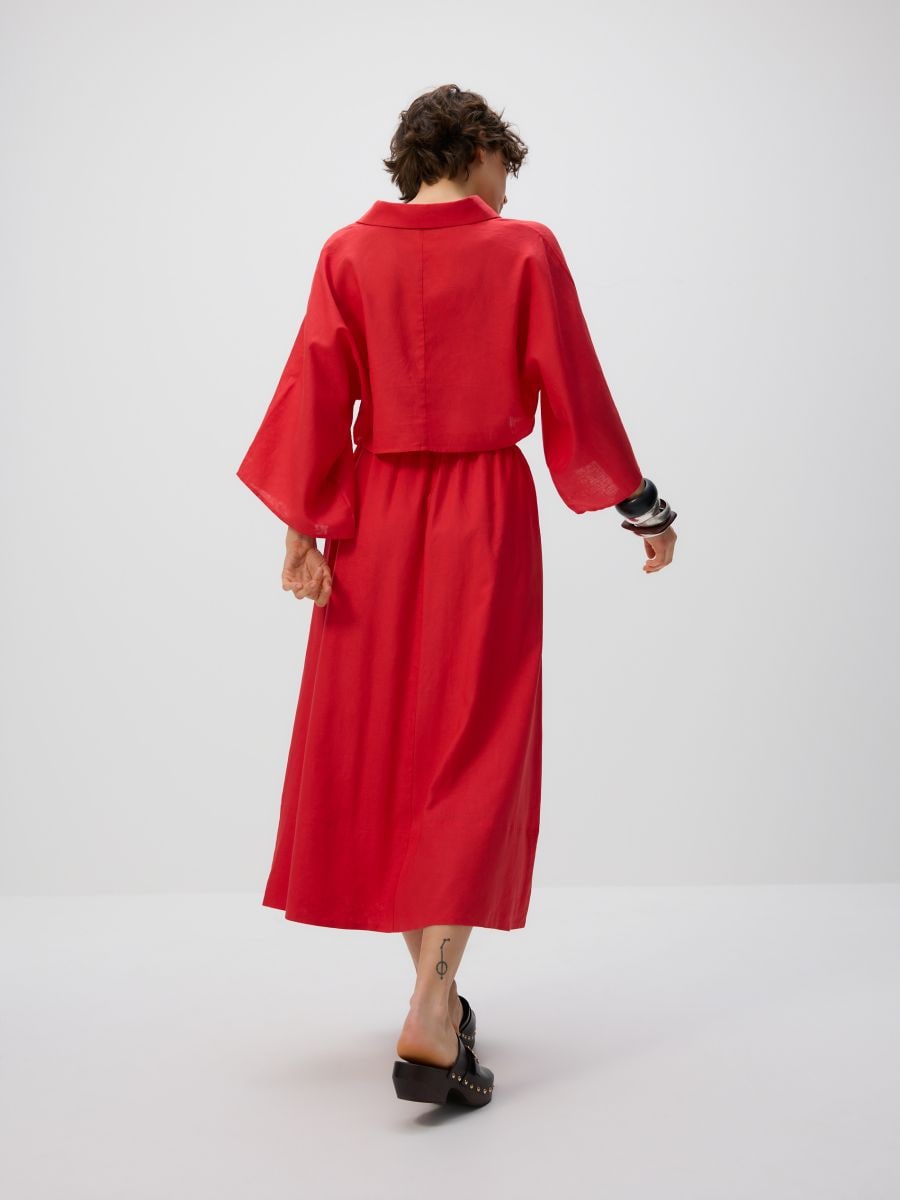 Leinen-Bindebluse - rot - RESERVED - 4