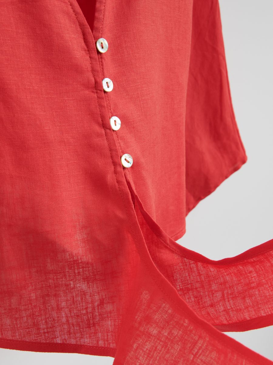Leinen-Bindebluse - rot - RESERVED - 7