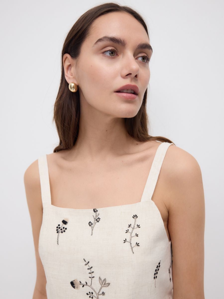 Viscose and linen top - beige - RESERVED - 4