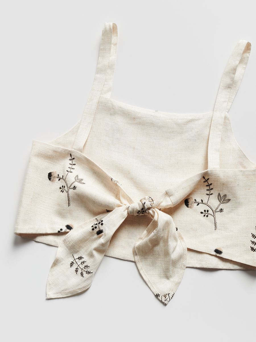Viscose and linen top - beige - RESERVED - 4