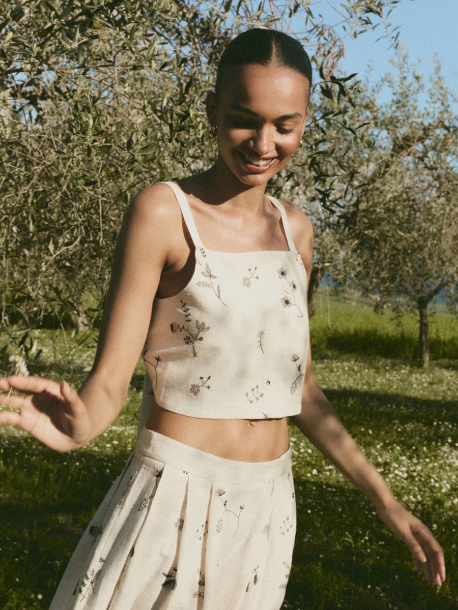 Viscose and linen top - beige - RESERVED - 2