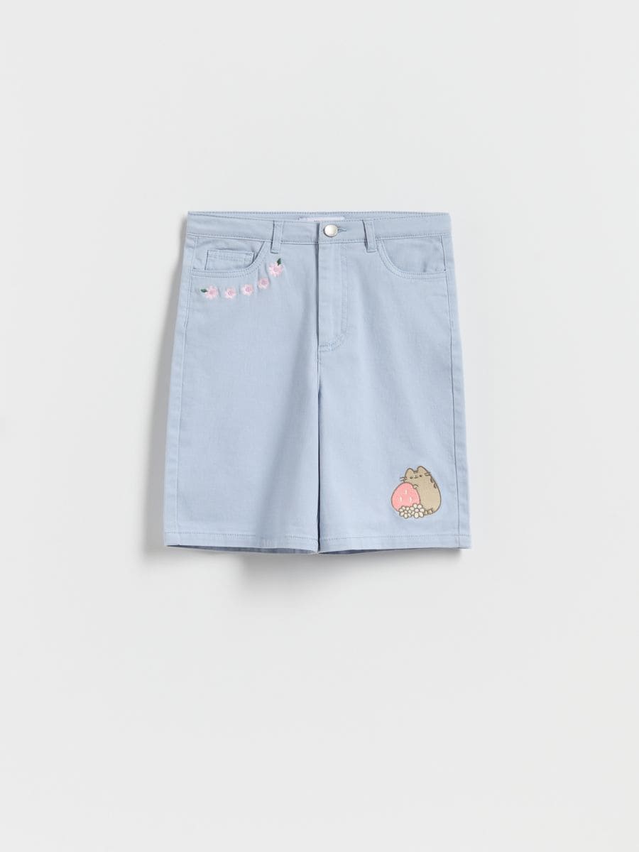 Shorts med Pusheen-broderi - lyseblå - RESERVED