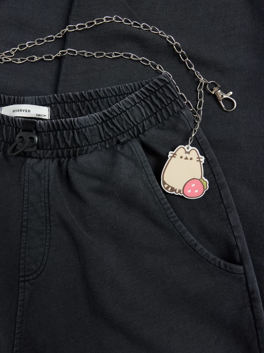 Pusheen pants with chain - dark grey - RESERVED - 2