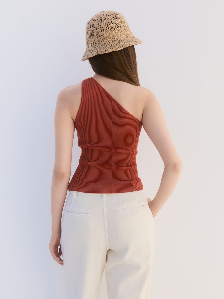 Asymmetric top with detail - spicy red - RESERVED - 4