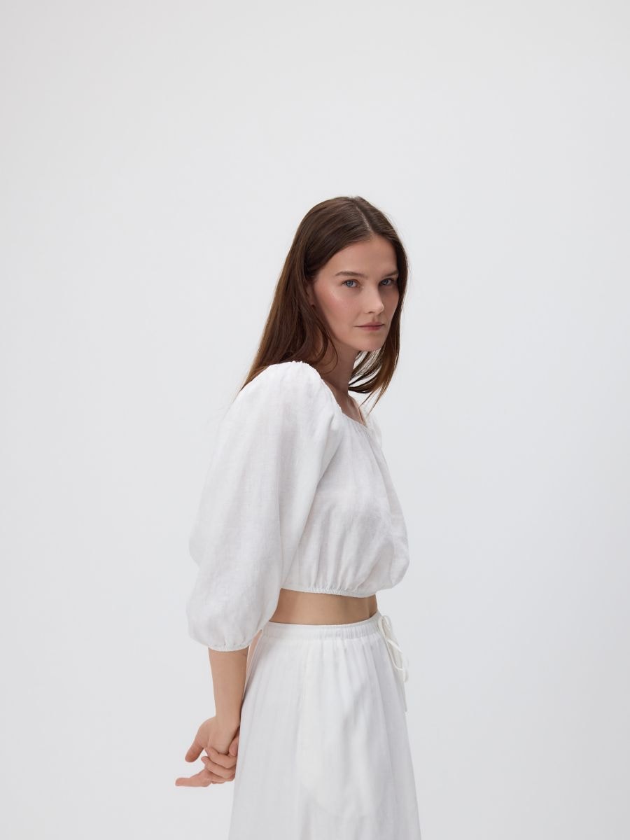 Linen blouse - white - RESERVED