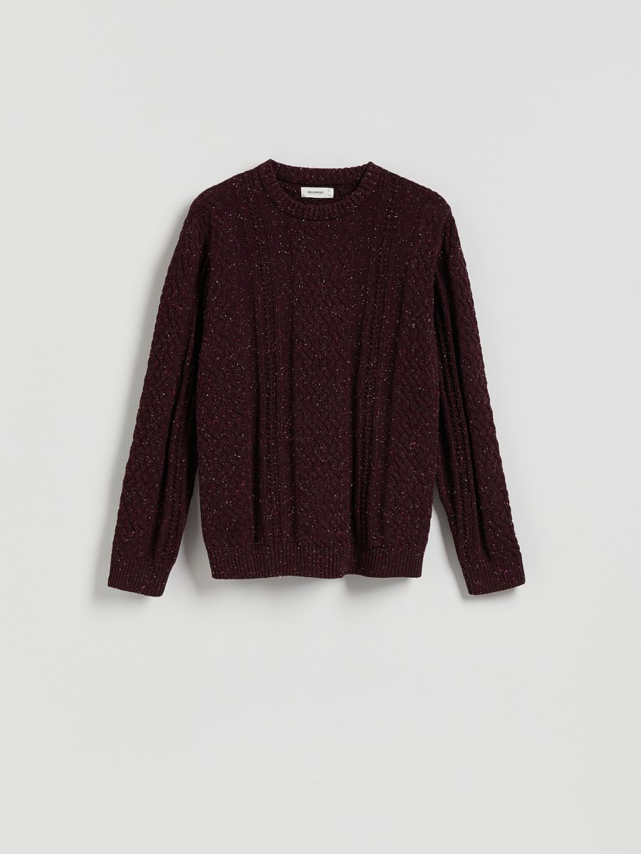 Sweter z dekoracyjnym splotem - bordowy - RESERVED