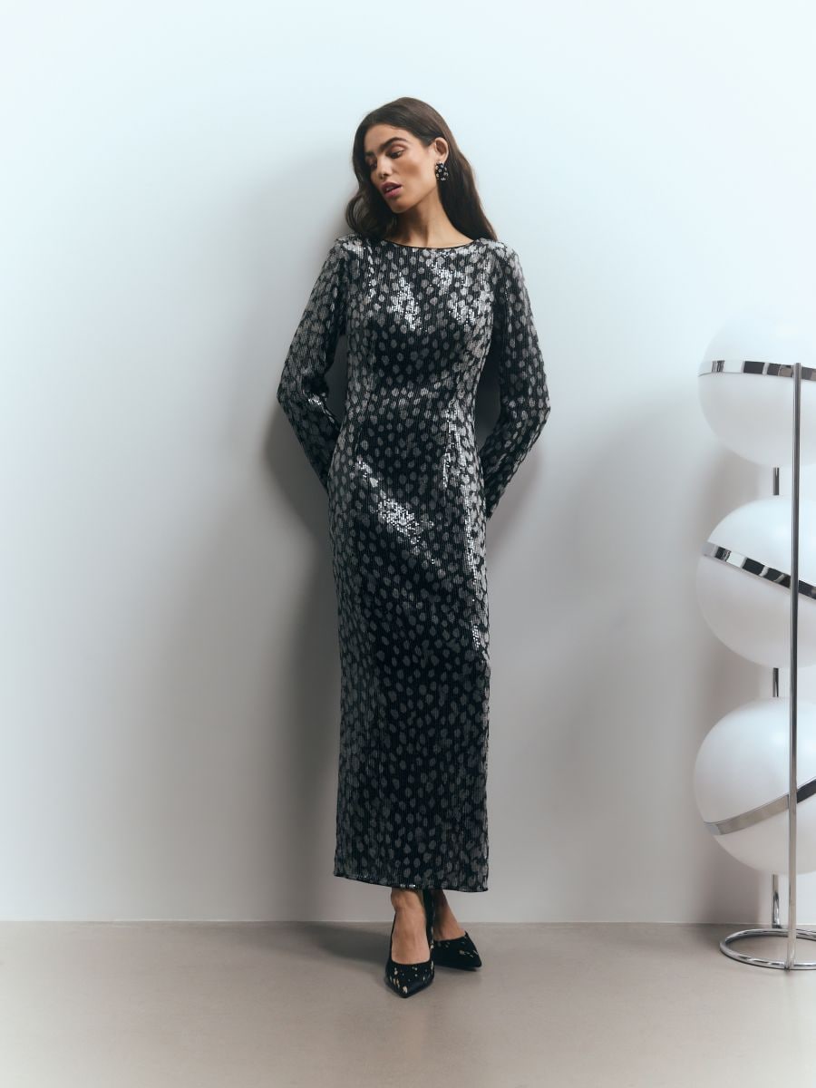 Haljina sa šljokicama - crno - RESERVED